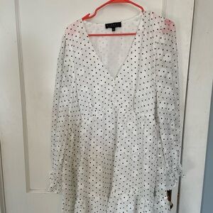 White and black polka dot baby doll dress